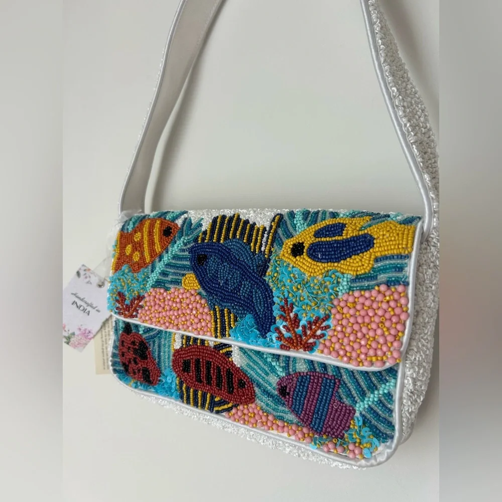 Viral Beaded Fish Colorful Shoulder Bag